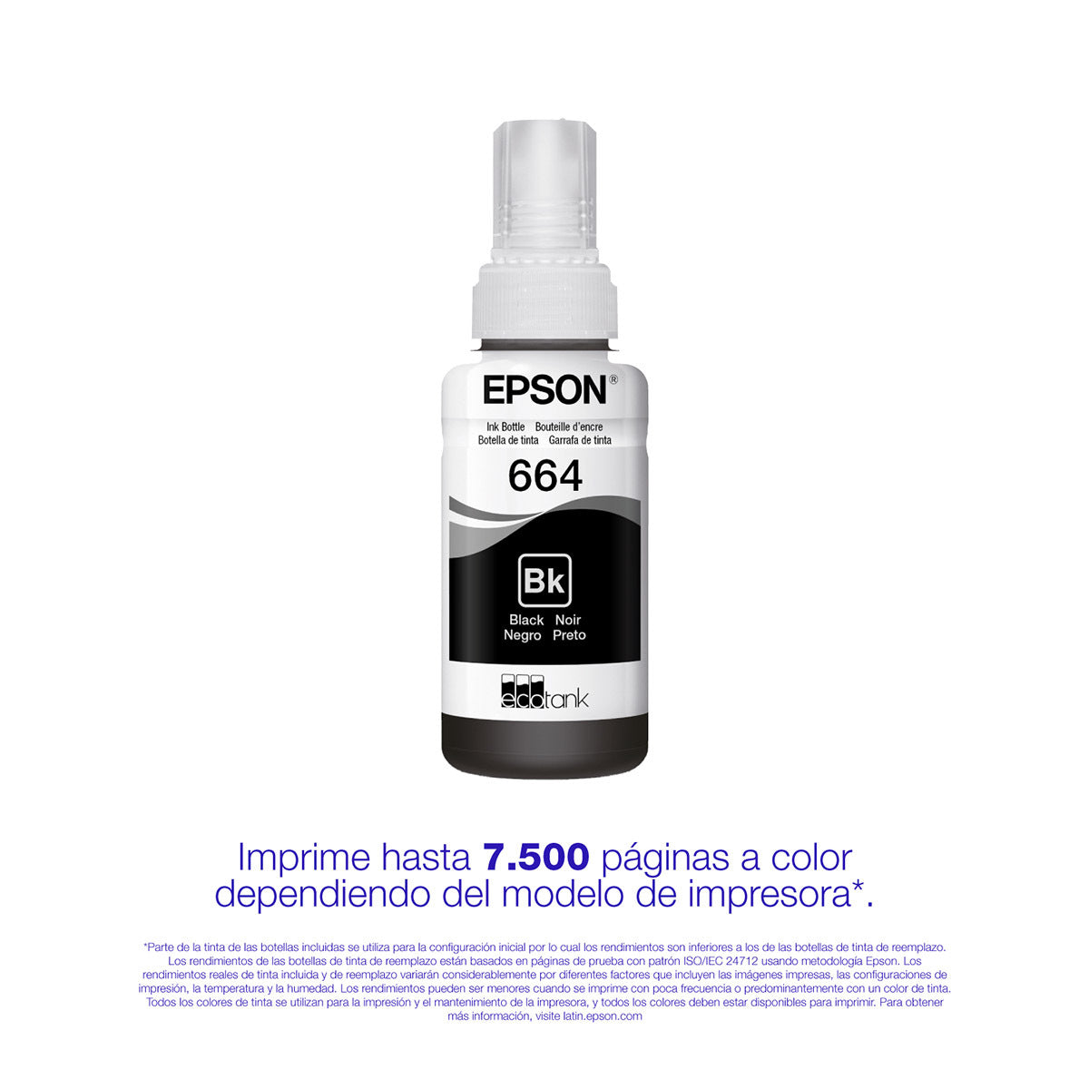Botella de tinta Epson 664 Negro EcoTank (T664120-AL)