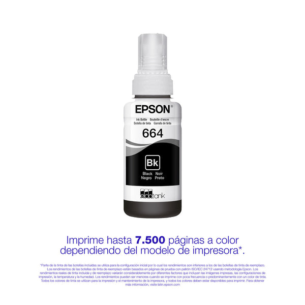 Botella de tinta Epson 664 Negro EcoTank (T664120-AL)
