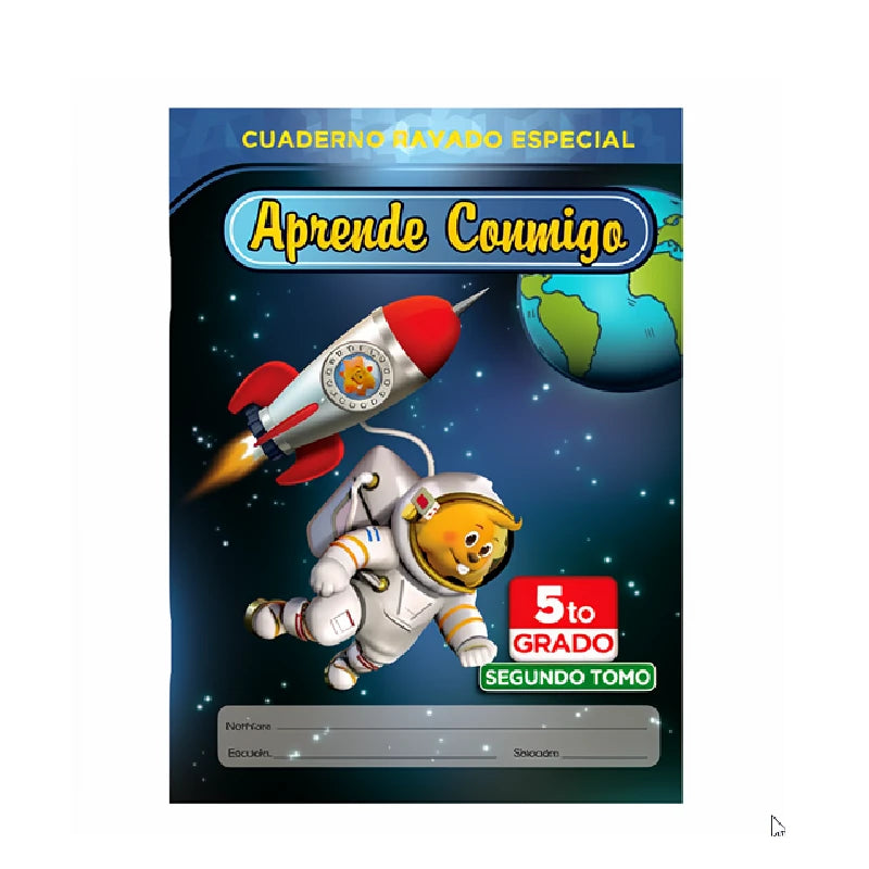 Cuaderno Aprende Conmigo 5to grado tomo 2, rayado especial — portada