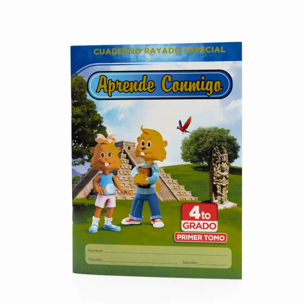 Cuaderno Aprende Conmigo 4to grado tomo 1, rayado especial — portada