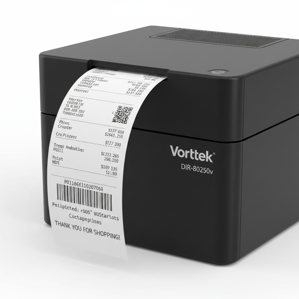 Impresora Térmica POS Vorttek DIR-80250v — Detalle papel saliendo