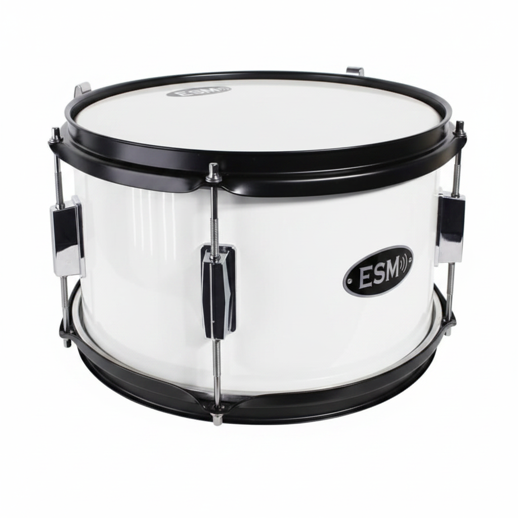 Tambor de marcha ESM #8 para niño color blanco con aros negros y herrajes cromados