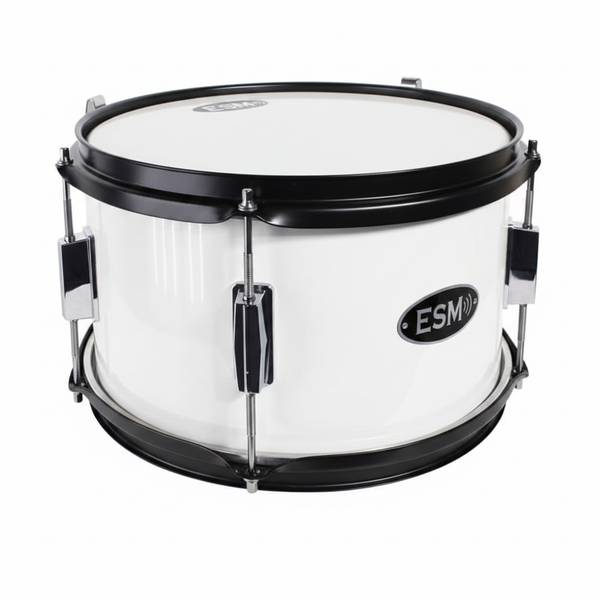 Tambor de marcha ESM #8 para niño color blanco con aros negros y herrajes cromados