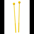 Par de palillos para lira de marcha color amarillo con cabeza esférica de goma