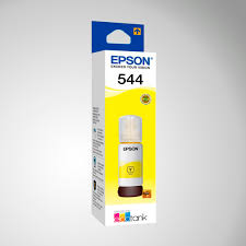 Caja y botella de tinta Epson 544 amarillo para impresoras EcoTank