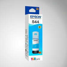 Botella y caja de tinta Epson 544 cian para impresoras EcoTank